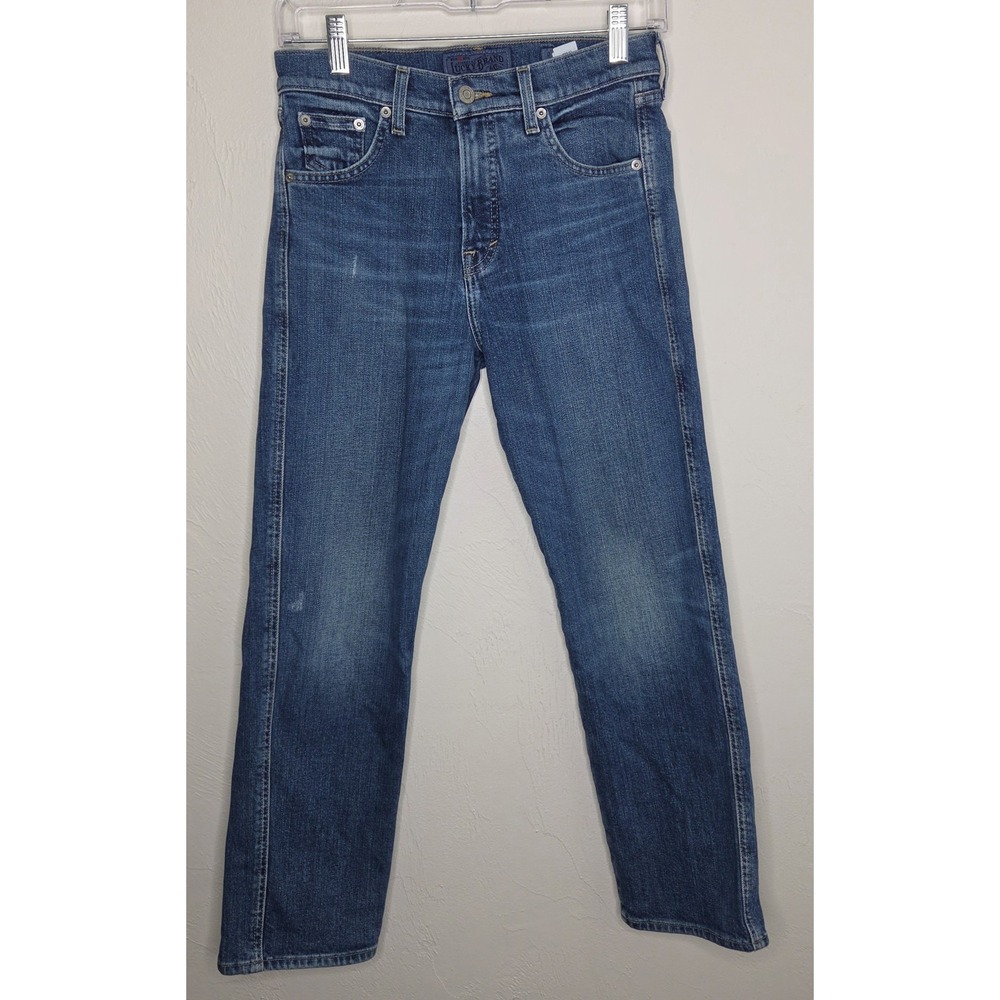 Lucky Brand Authentic Straight Crop Jeans Womens 0 25x25.5 Blue Distressed Denim
